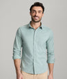 Model is wearing UNTUCKit Gironde in green milieu.