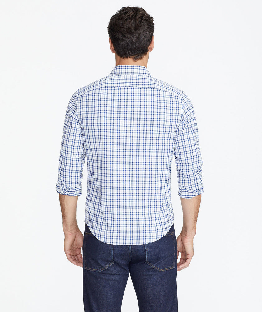 Model wearing a Blue Performance+ Allendale Shirt