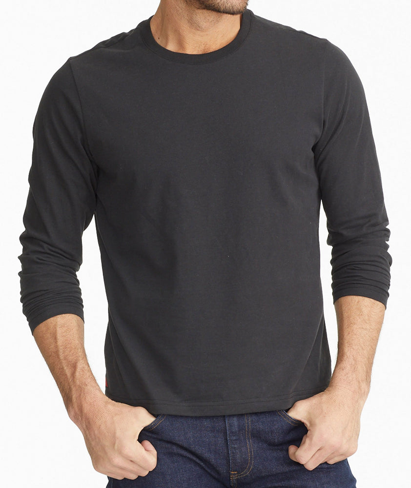 Model wearing a Black Ultrasoft Long-Sleeve Tee
