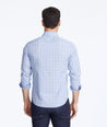 Model wearing a Blue Wrinkle-Free Basano Shirt