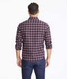 Model wearing a Dark Red Wrinkle-Free Performance Flannel Benoit Shirt