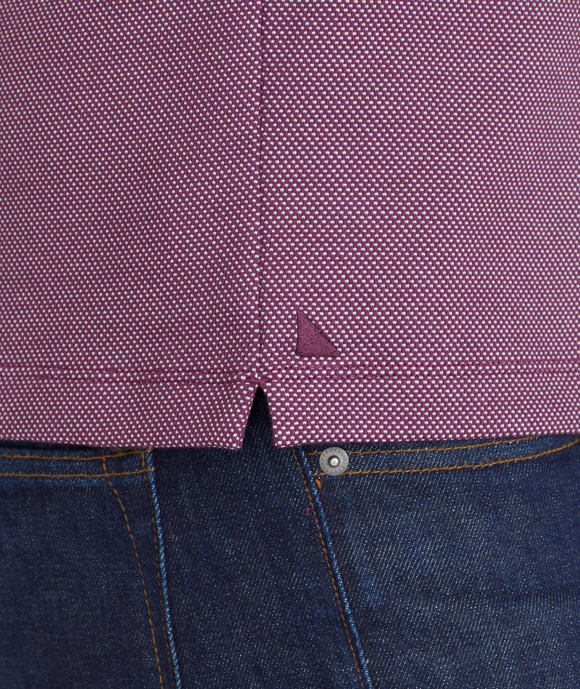 Model wearing a Purple Textured Long-Sleeve Polo