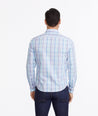 Model wearing a Blue Wrinkle-Free Canaletto Shirt