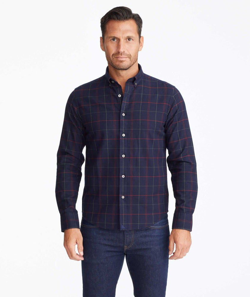 Model wearing a Navy Flannel Cappezzana Shirt
