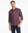 Model wearing a Navy Wrinkle-Free Cheny Shirt
