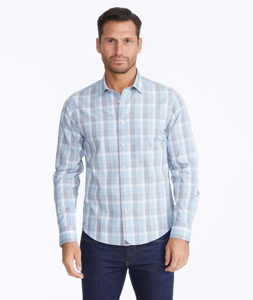 Model wearing a Wrinkle-Free Collins Shirt