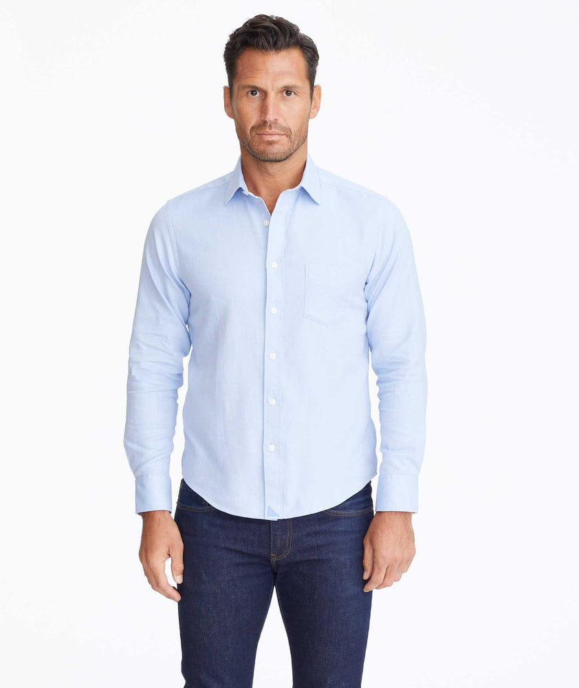 Model wearing a Light Blue Classic Cotton Kvint Shirt