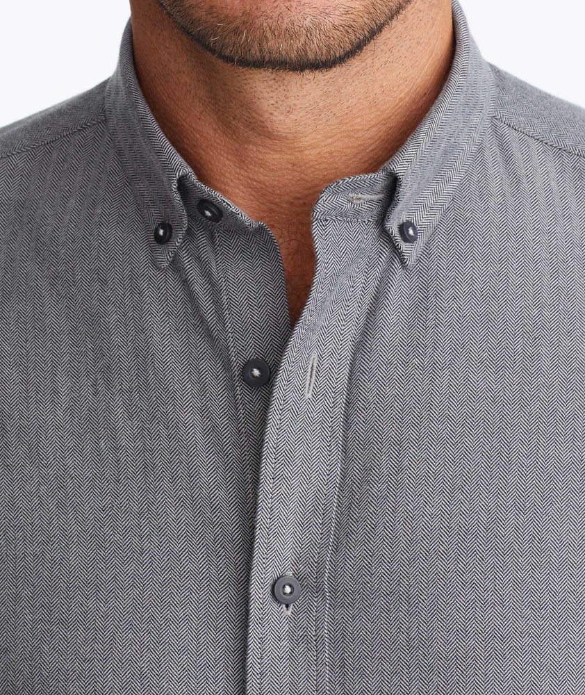 Model wearing a Dark Grey Flannel Librando Shirt