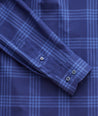 Model wearing a Blue Wrinkle-Free Marques Shirt