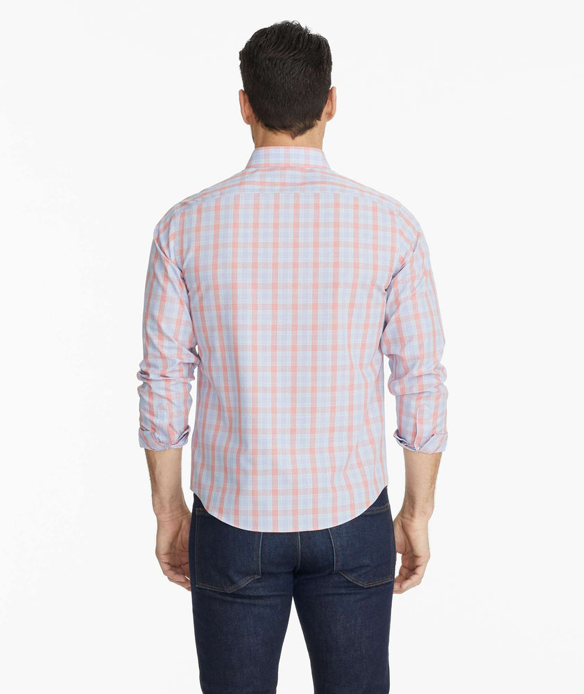 Model wearing a Light Blue Wrinkle-Free Morey Shirt