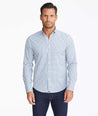 Model wearing a Blue Wrinkle-Free Performance Nahad Shirt