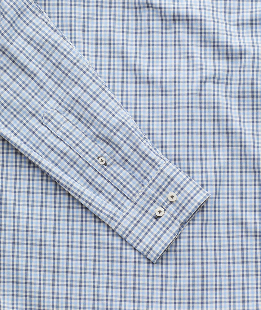 Model wearing a Blue Wrinkle-Free Performance Nahad Shirt