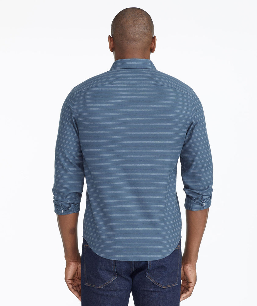 Model wearing a Teal Blue Classic Cotton Palmer Shirt