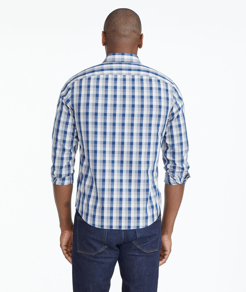 Model wearing a Grey Wrinkle-Free Pomerol Shirt