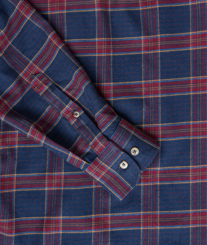 Model wearing a Navy Flannel Rosato Shirt