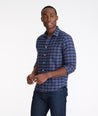 Model wearing a Blue Flannel Scavino Shirt
