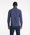 Model wearing a Blue Flannel Scavino Shirt