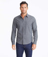 Model wearing a Dark Grey Flannel Sherwood Shirt