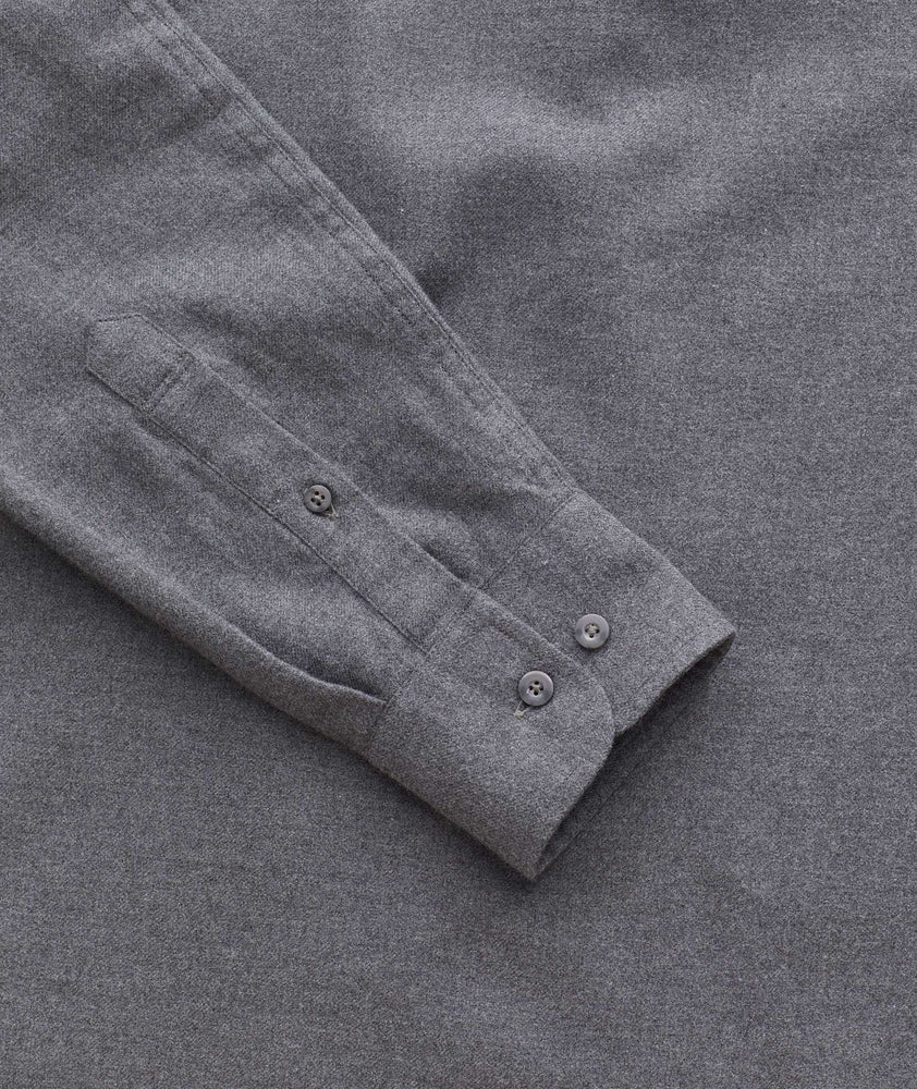 Model wearing a Dark Grey Flannel Sherwood Shirt