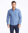Model wearing a Mid Blue Flannel Sherwood Shirt