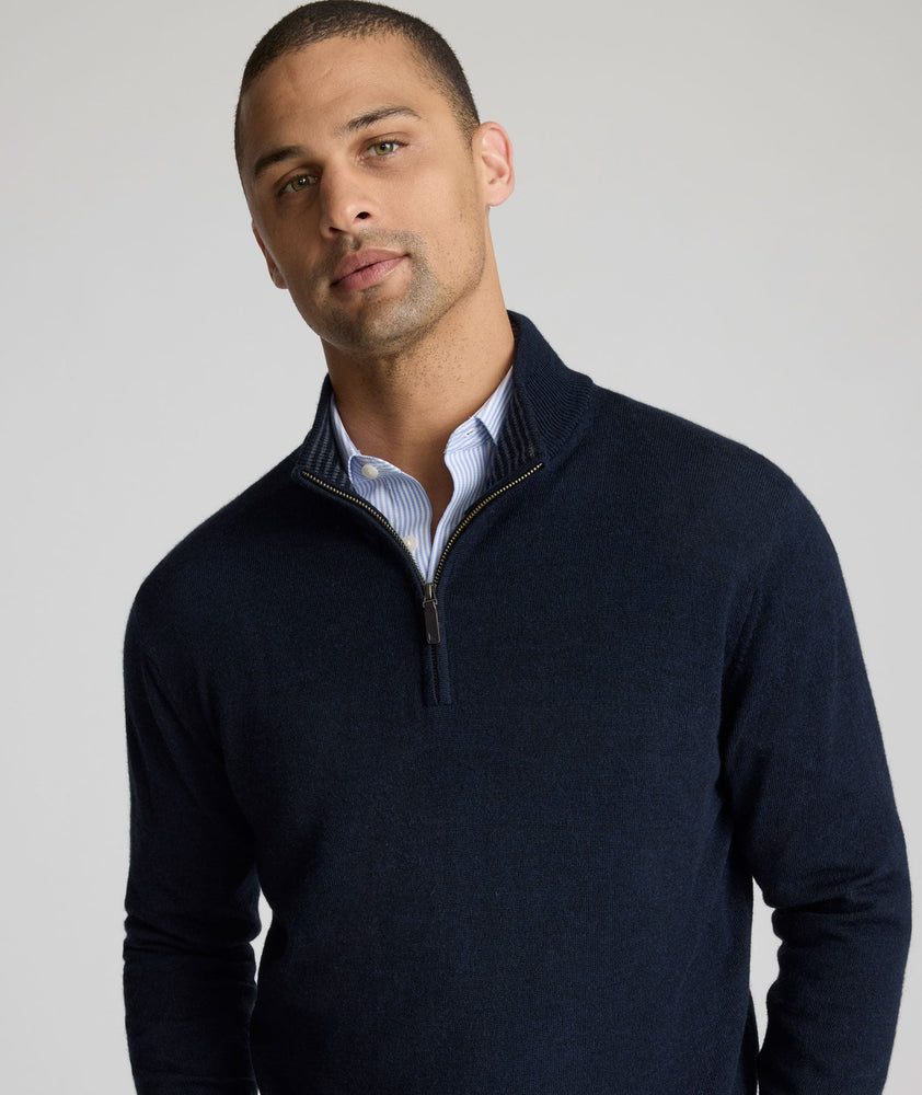 Merino Wool Quarter Zip Sweater