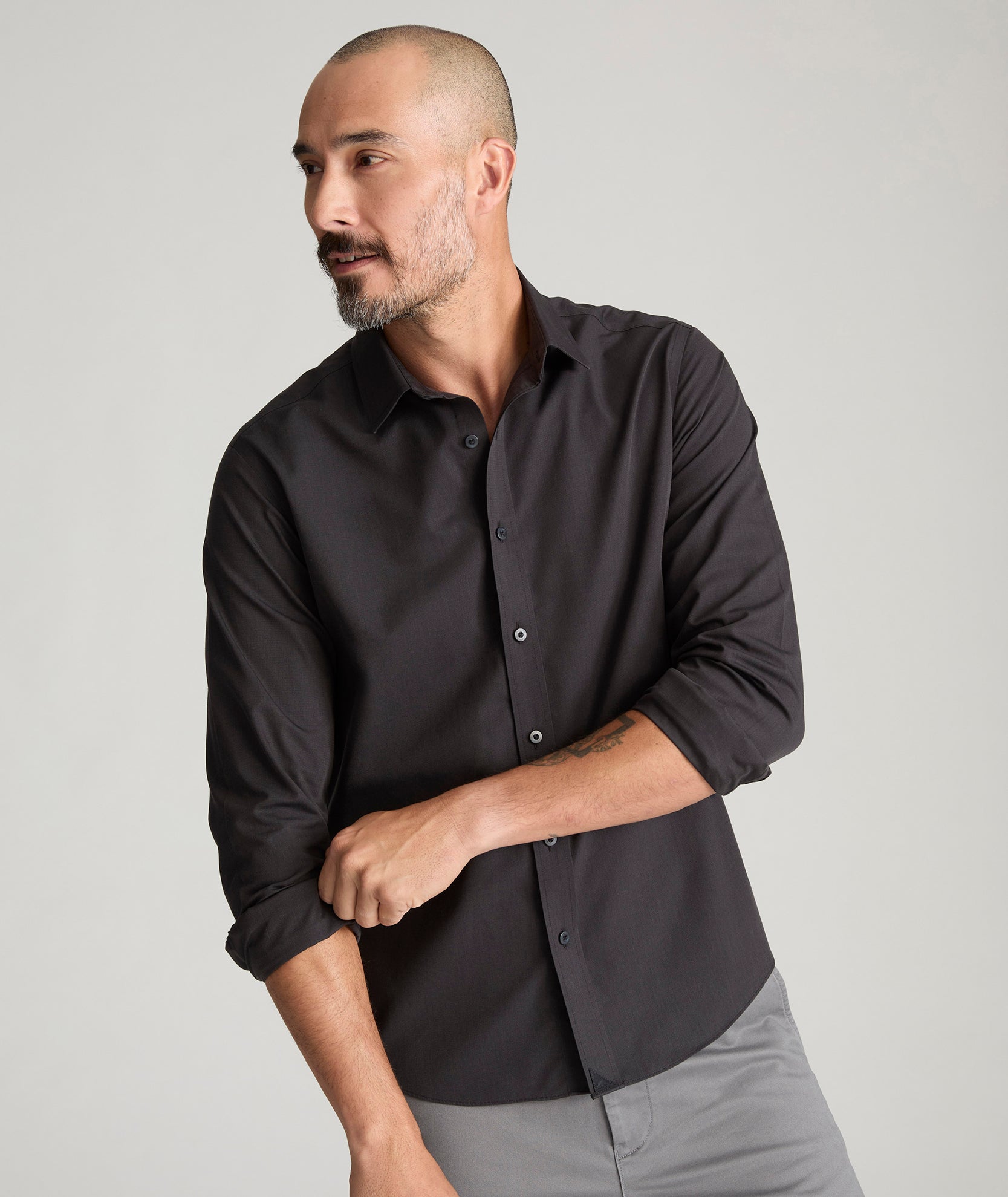 Wrinkle-Free Black Stone Shirt Black