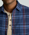 Model is wearing UNTUCKit Performance Flannel Blanchard Shirt.