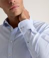 Model wearing a Blue Wrinkle-Free Bordeaux Shirt.