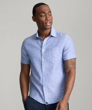 Wrinkle-Resistant Linen Short Sleeve Cameron Shirt Zoom