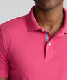 Model is wearing UNTUCKit Wrinkle-Free Damaschino Polo in Magenta.