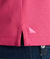 Model is wearing UNTUCKit Wrinkle-Free Damaschino Polo in Magenta.