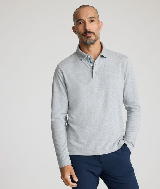 Wrinkle-Free Long-Sleeve Damaschino Polo