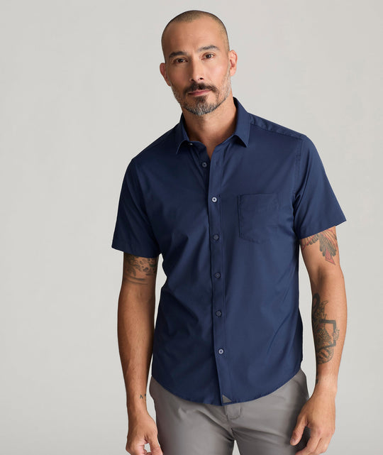 Short sleeve dress shirt for men online