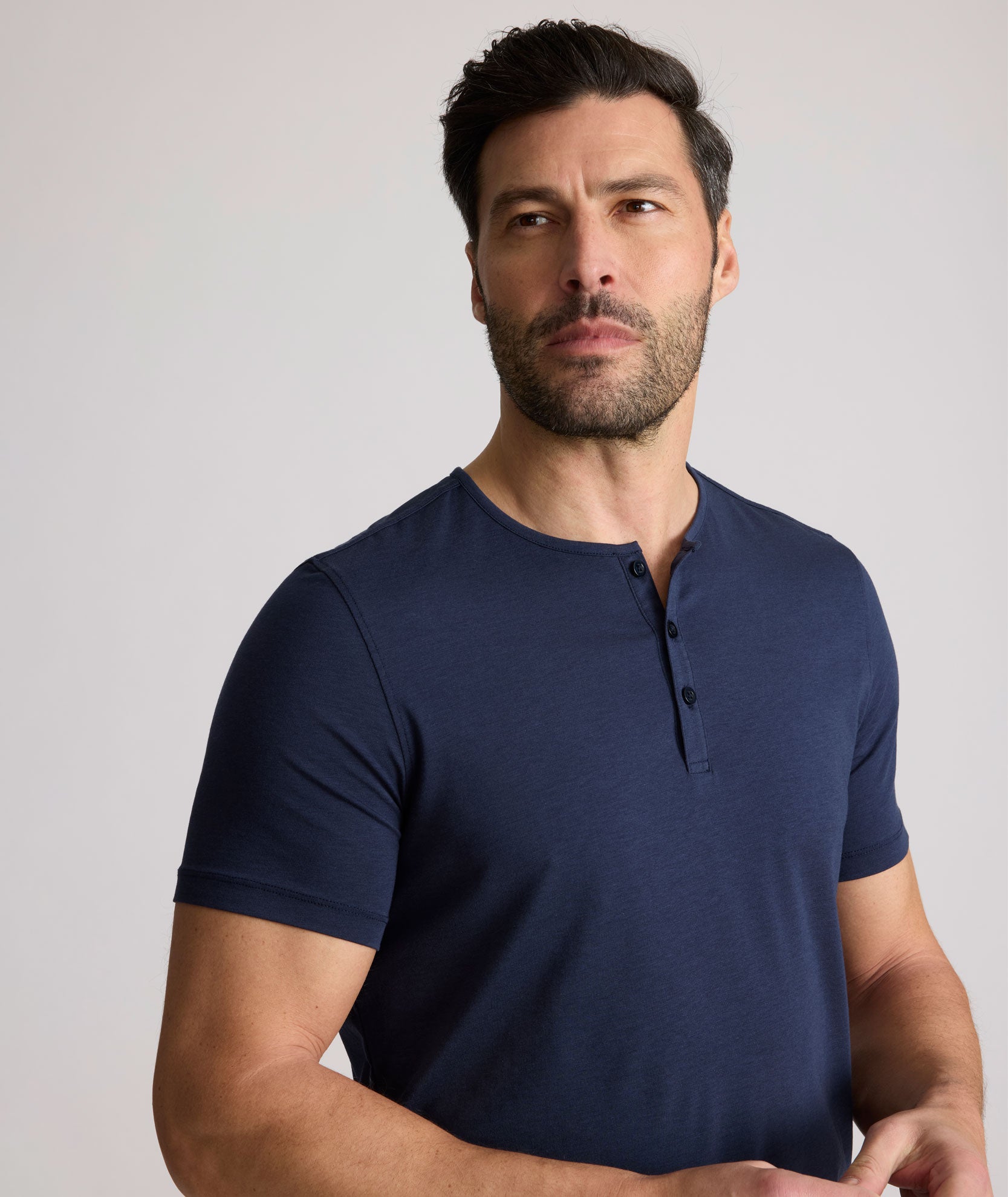 EcoSoft™ Long-Sleeve Henley Navy | UNTUCKit UK