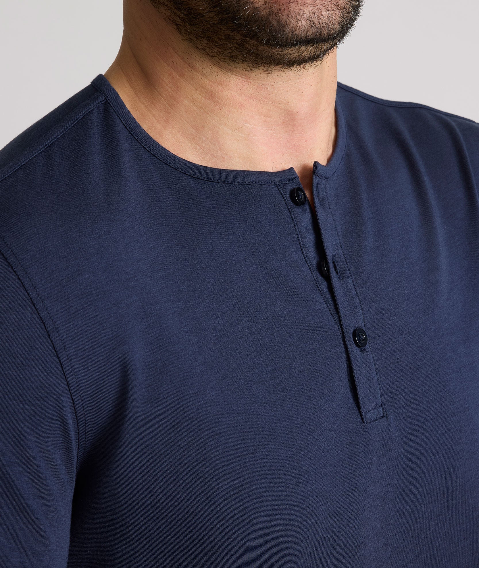 EcoSoft™ Long-Sleeve Henley Navy UNTUCKit UK