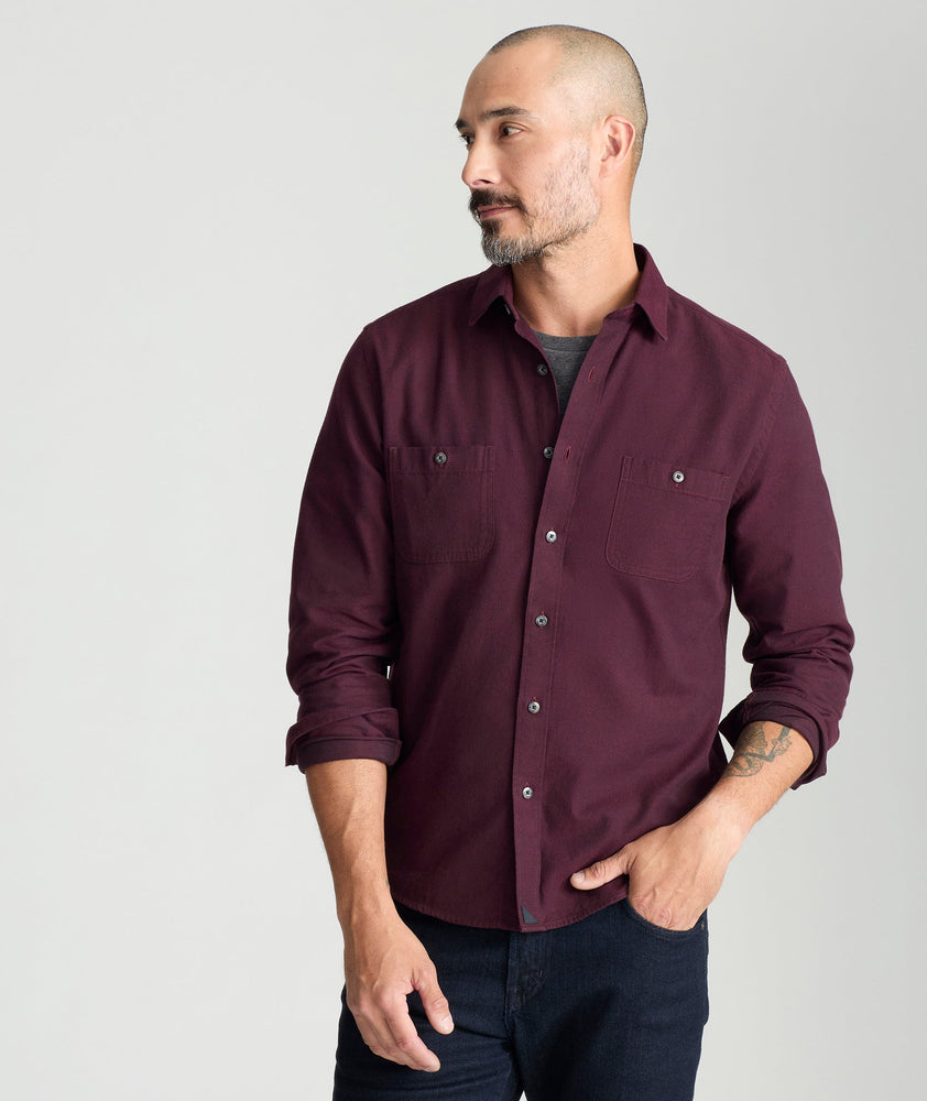 Model is wearing UNTUCKit Flannel Hemsworth Shirt in Flannel Hemsworth Shirt.