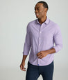Model is wearing UNTUCKit Lafior Performance Shirt with Pocket. 