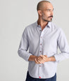 Model wearing a Grey Wrinkle-Free Rubican Shirt