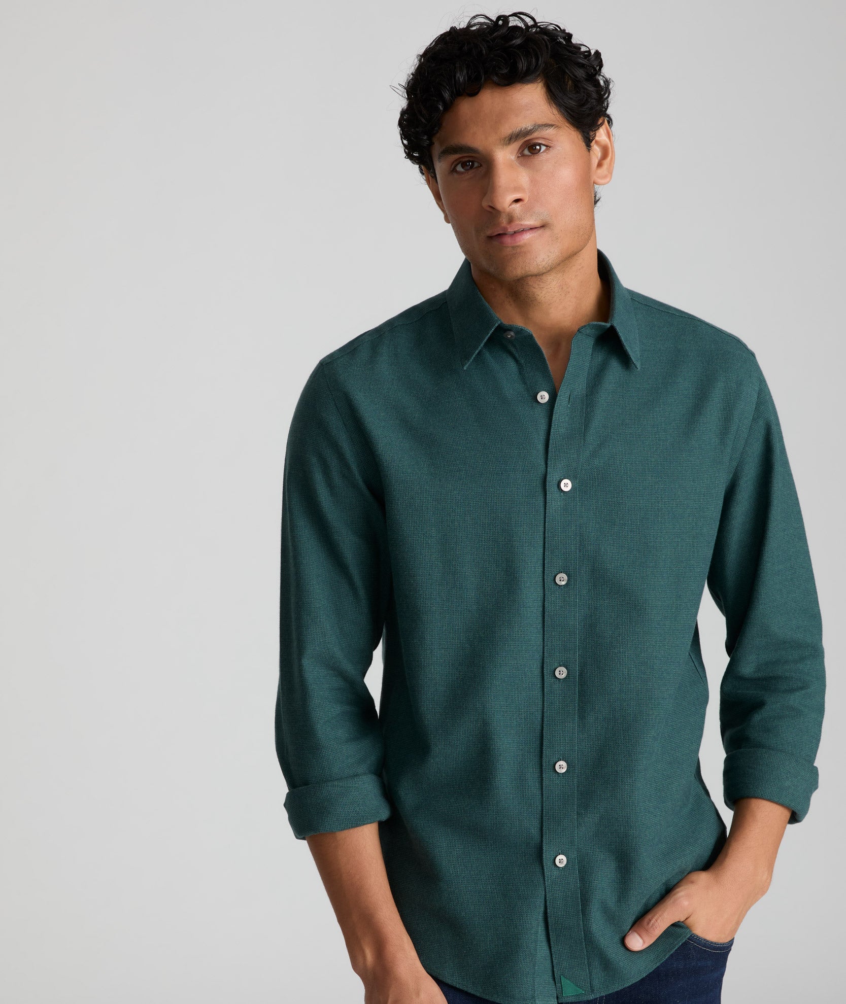 ユベントス　 ダークグリーン シャツ Wrinkle-Free Veneto Shirt Dark Green | UNTUCKit UK