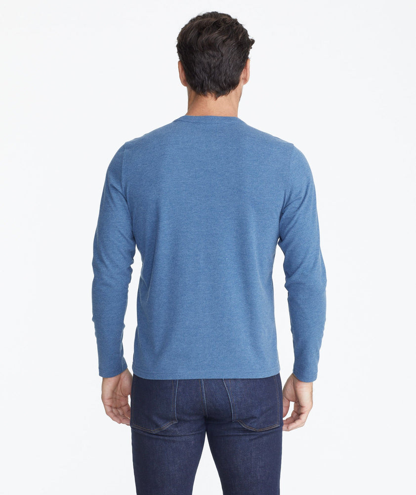 Model wearing a Blue Ultrasoft Long-Sleeve Tee