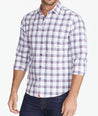 Model wearing a Red Lightweight Wrinkle-Free Flannel Baron Shirt