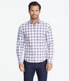 Model wearing a Red Lightweight Wrinkle-Free Flannel Baron Shirt