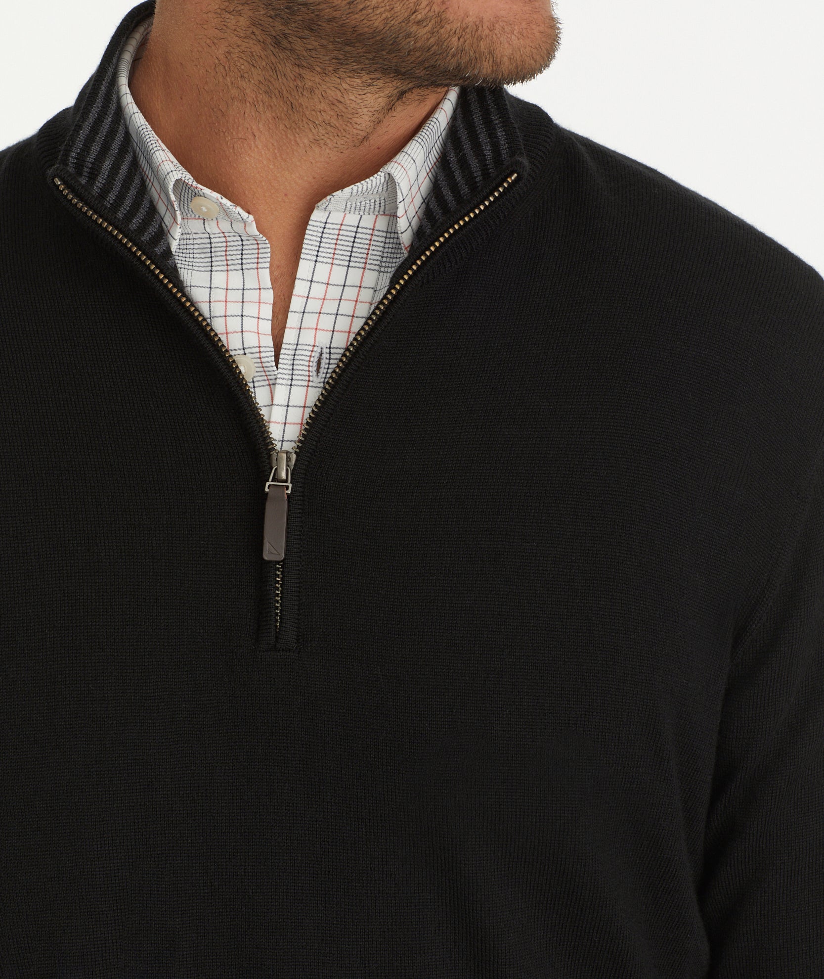 Merino Wool Quarter Zip Sweater Black | UNTUCKit UK