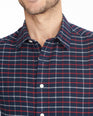 Model wearing a Navy Flannel Bozeman Shirt