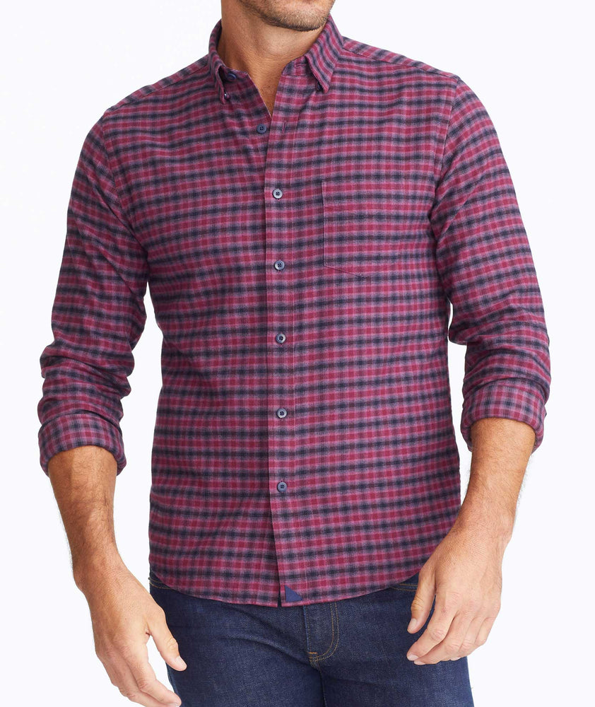 Model wearing a Black Flannel Calder Shirt