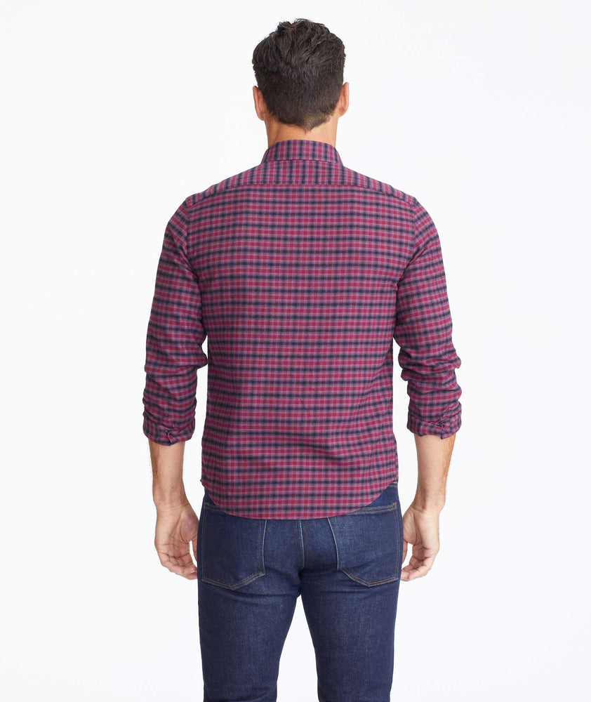 Model wearing a Black Flannel Calder Shirt