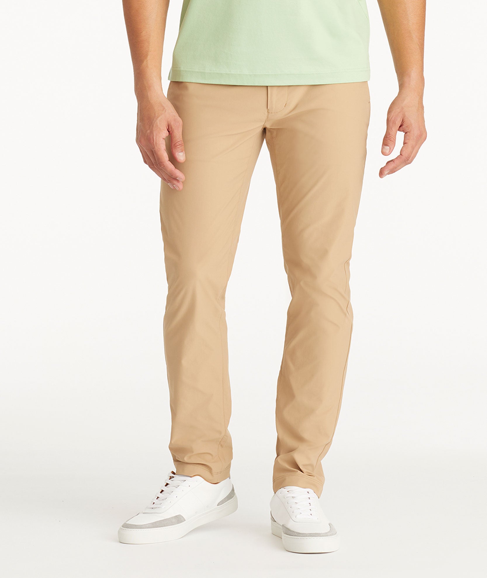 Buy BOSS Slim Fit Flat-Front Trousers | Beige Color Men | AJIO LUXE