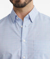 Model wearing a Blue Wrinkle-Free Charly Shirt