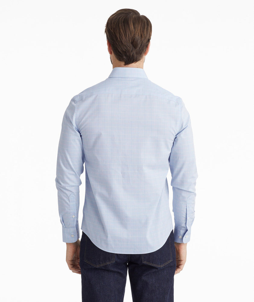 Model wearing a Blue Wrinkle-Free Charly Shirt