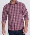 Model wearing a Dark Red Wrinkle-Free Chevalier Shirt